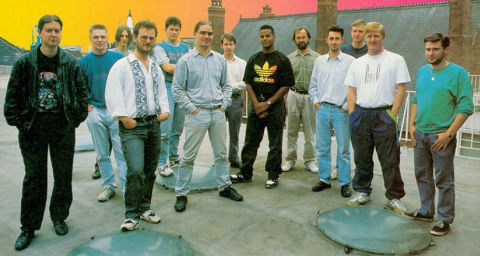 CAPCOM conversion for CPC, The Arc Team Left-Right = Byron Nilsson (Z80) , Paul Walker ( artist ) ,  Warren McCormack ( PC ) , Chris Coupe ( Amiga ) and Tim Round ( ST )
