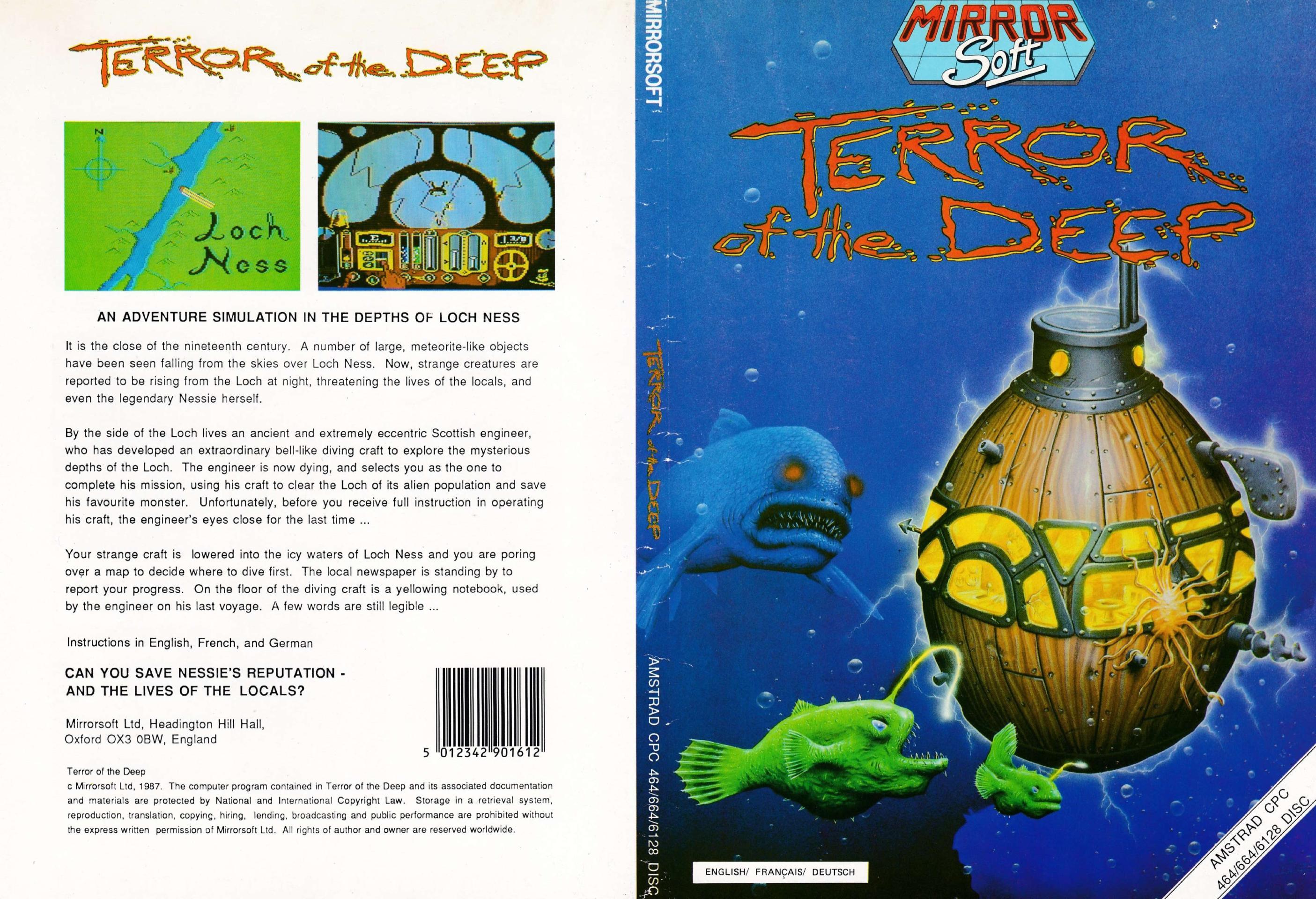 El terror de las profundidades Amstrad juego Mirrorsoft 